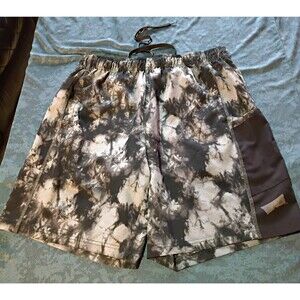 Tapout Men's Black & White Tie-Dye Chino Shorts Drawstring Elastic Waist